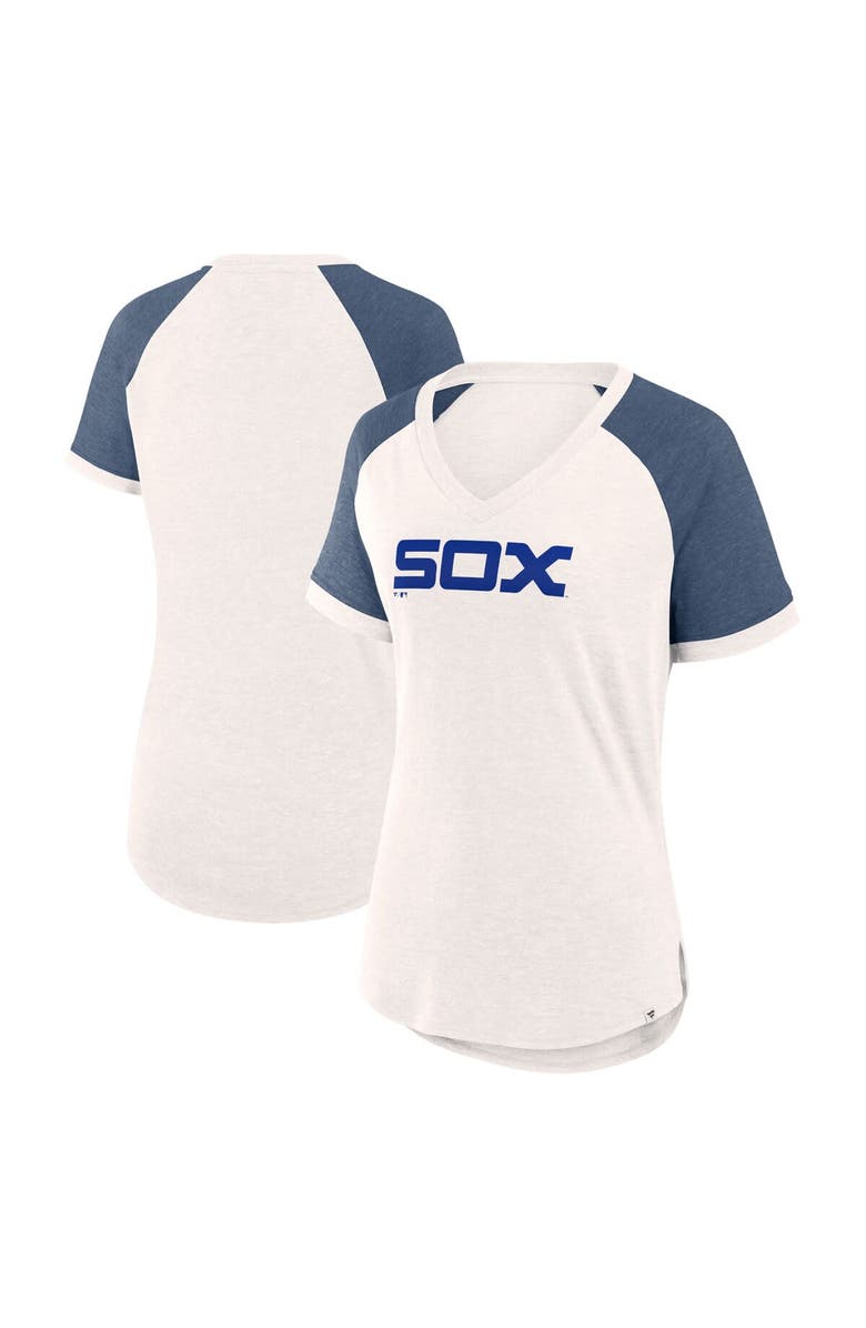 FANATICS Women's Fanatics Branded White/Navy Chicago White Sox For the Team Slub Raglan V-Neck Jersey T-Shirt, Alternate, color, 