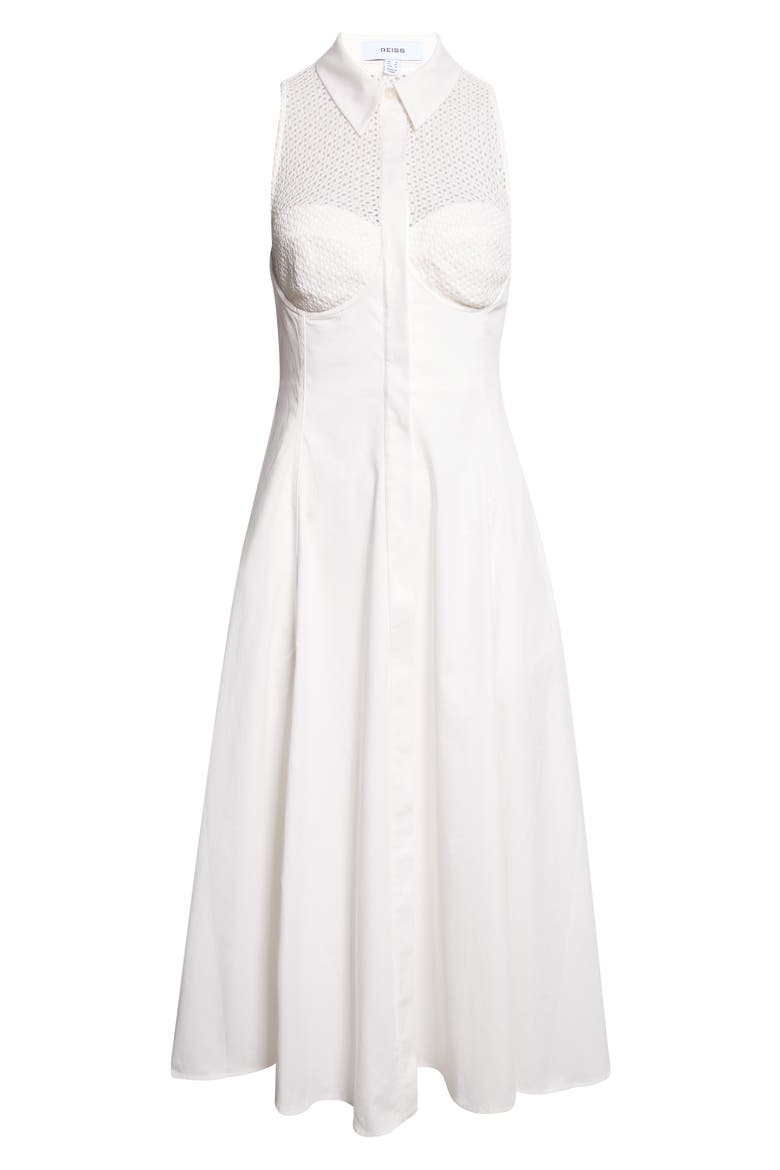 Hera Broderie Anglaise Cotton Midi Dress, Alternate, color, IVORY