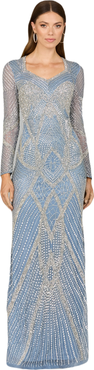 LARA New York V Neck Beaded Long Sleeve Dress