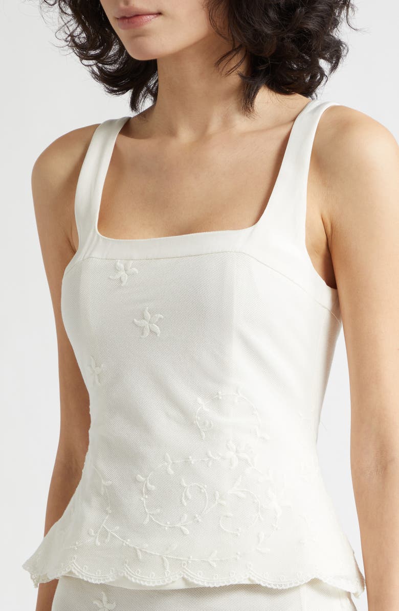 POSSE Cove Embroidered Stretch Silk Tank, Alternate, color, Pearl