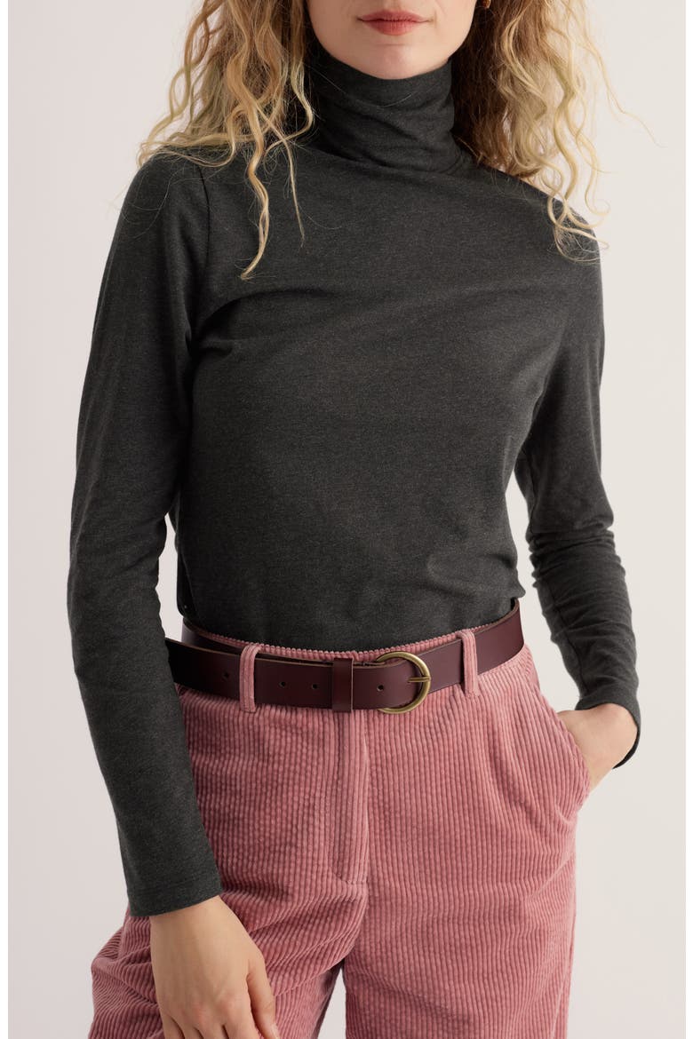 Landing Turtleneck Stretch Organic Cotton Top, Main, color, ONYX
