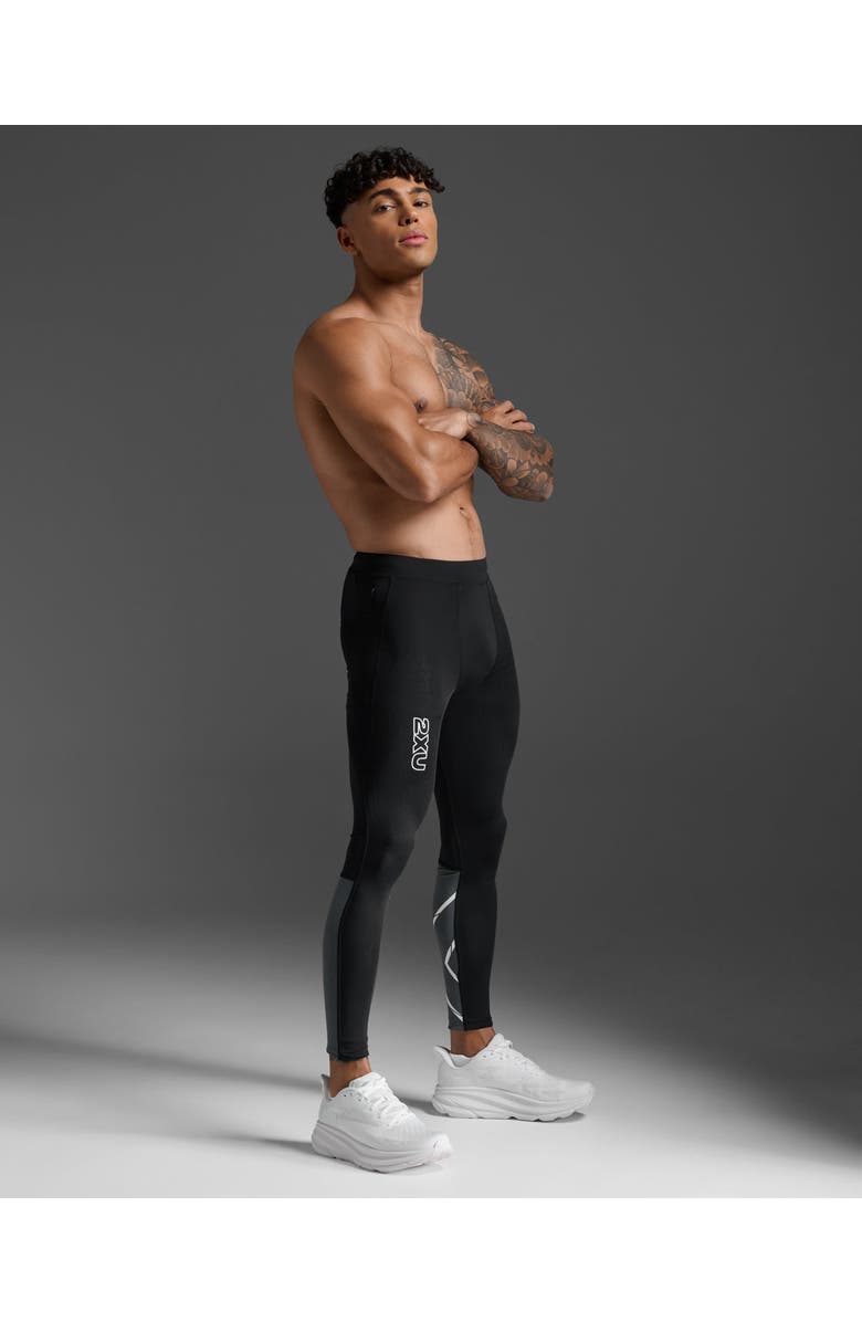 2XU Light Speed React Comp Tights, Main, color, Black/White Reflective