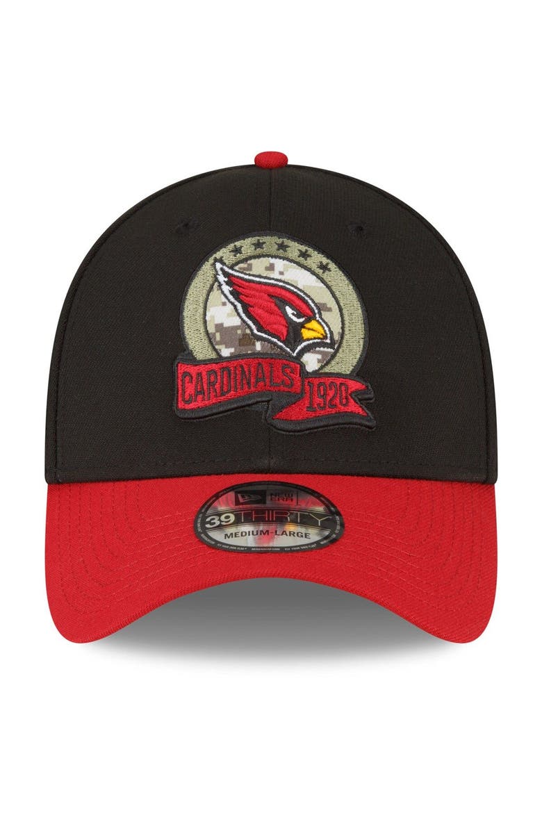 Men's New Era Black/Cardinal Arizona Cardinals 2022 Salute To Service 39THIRTY Flex Hat, Alternate, color, Black