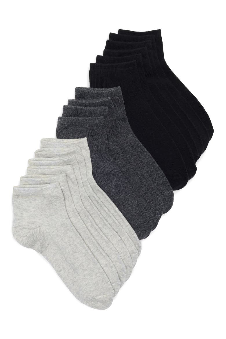 Assorted 8-Pack Quarter Socks, Main, color, LIGHT GRAY HEATHER