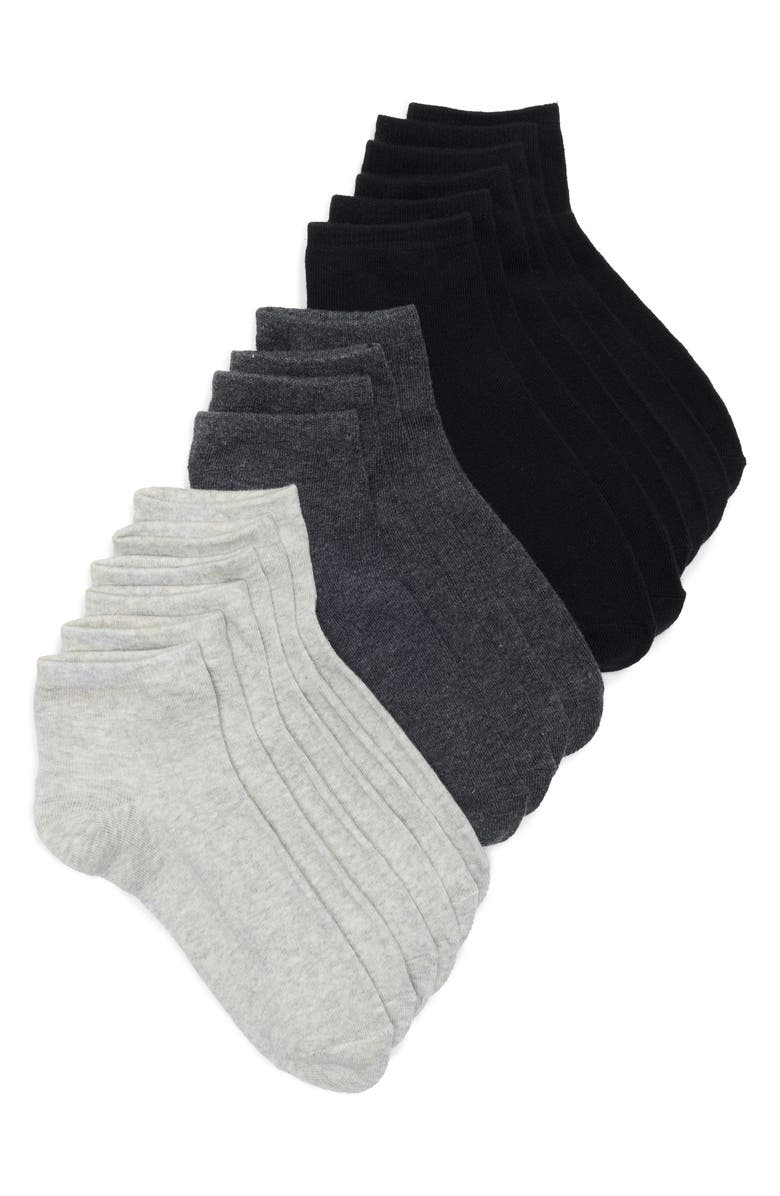 Vince Camuto Assorted 8-Pack Quarter Socks, Main, color, Light Gray Heather