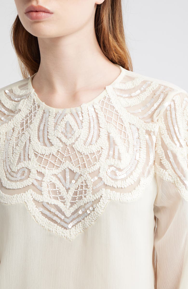 Lipsy Artwork Embellished Top, Alternate, color, Cream