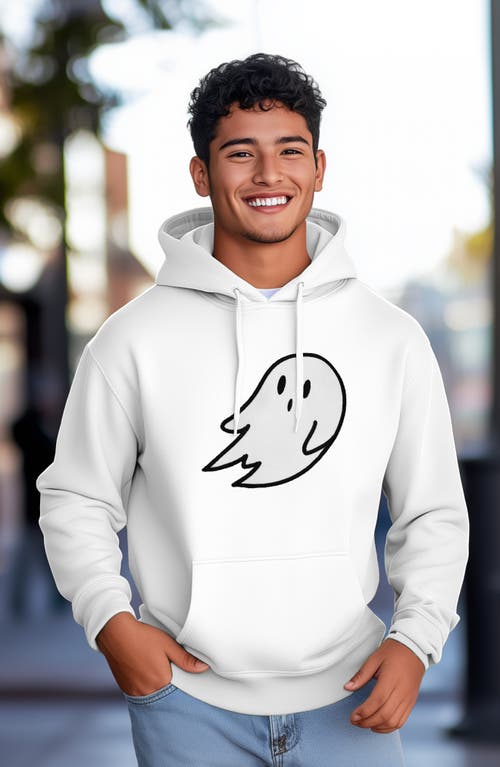 Dalix Giant Ghost Fleece Hoodie In White