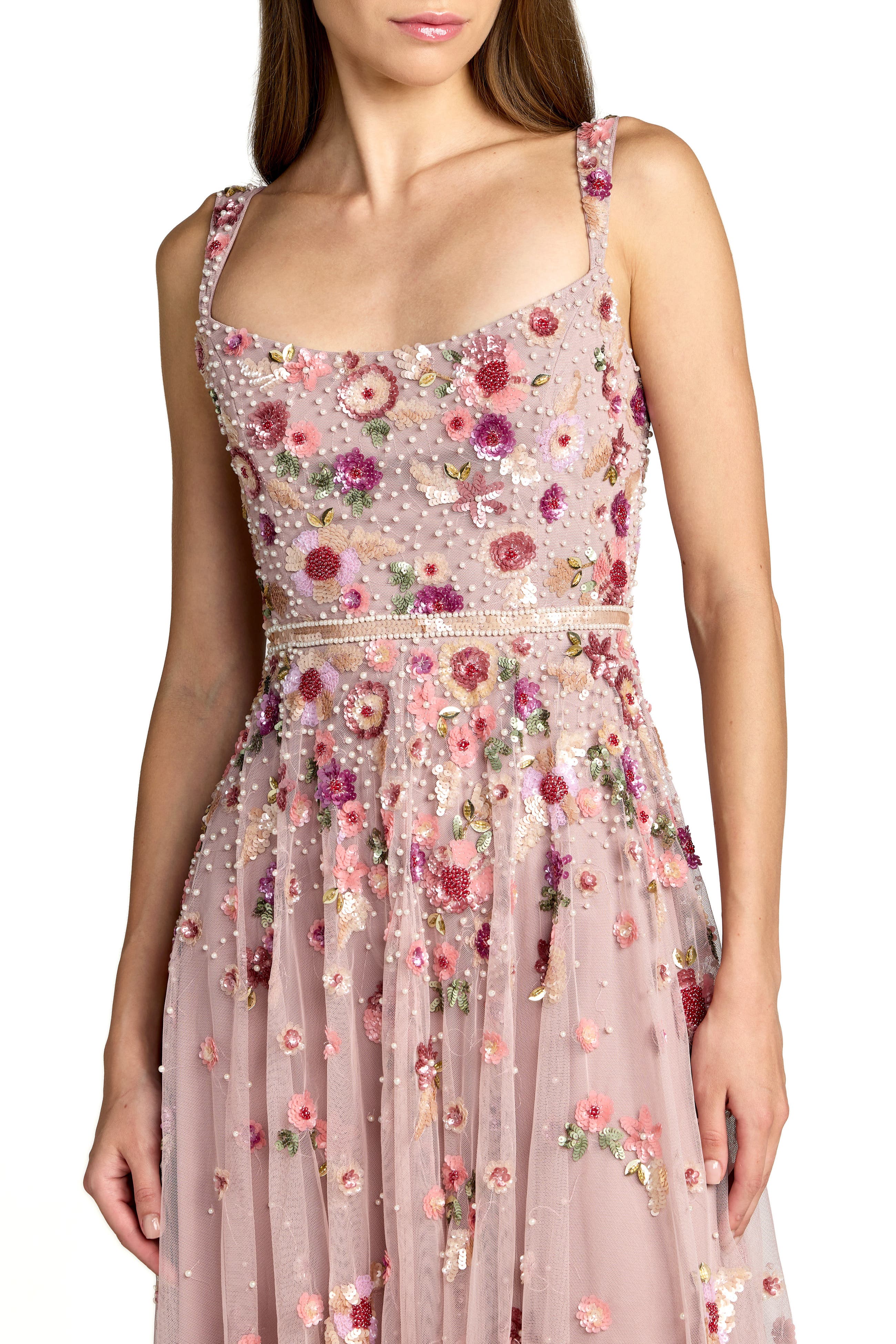 casual kay unger dresses INA TEA LENGTH DRESS beautifully adorned with a Gold O Neck Long Color:Gray Blue(As Picture) Poinsettia