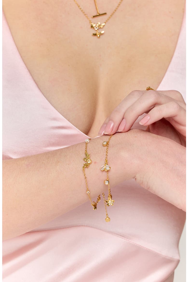 Faux Pearl Hive Bracelet, Alternate, color, GOLD