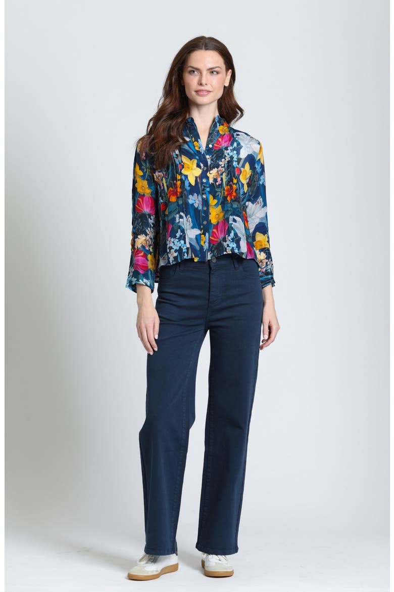Pleated Cupro Blend Shirt, Alternate, color, MIDNIGHT INDIGO/CIRINE