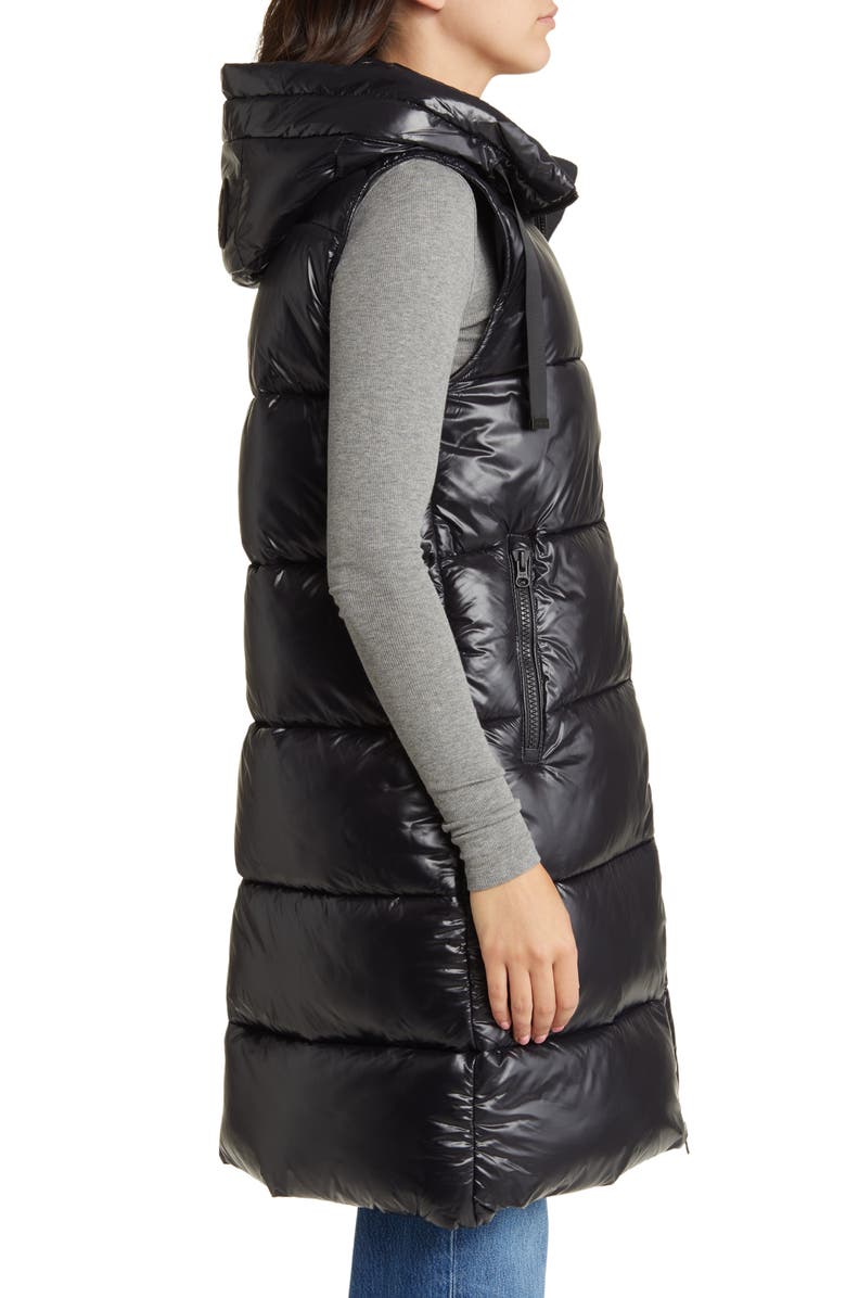 Save The Duck Iria Quilted Nylon Hooded Longline Vest, Alternate, color, 