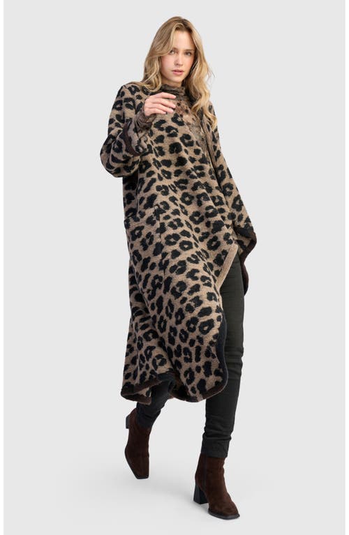 Alembika Sable Cozy Draped Coat In Animal Print