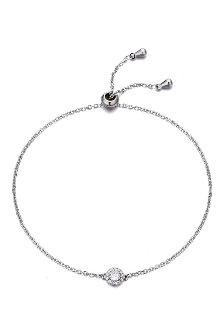 Halo Stud Earrings & Slider Bracelet Set, Alternate, color, SILVER
