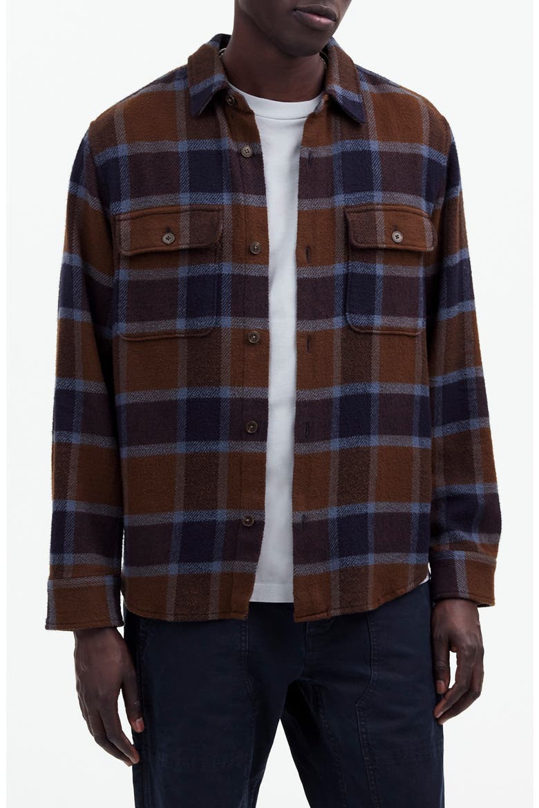 Easy Plaid Twill Shirt Jacket, Main, color, DARK COFFEE