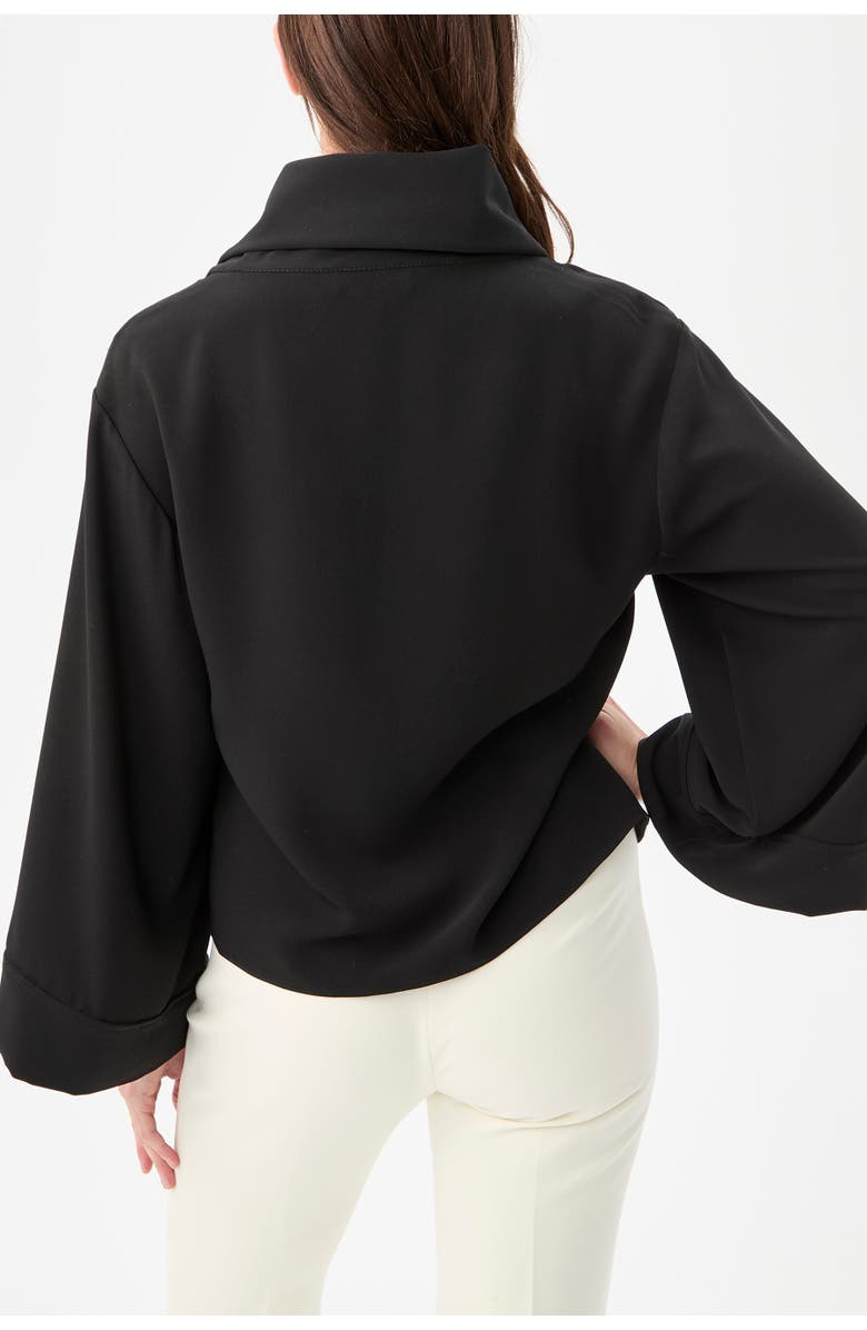 Trina Turk Staged Folded Neckline Top, Alternate, color, Black