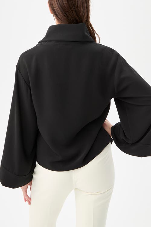 Trina Turk Staged Folded Neckline Top In Black