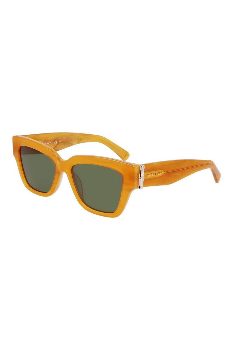 53mm Gradient Modified Rectangular Sunglasses, Alternate, color, HONEY