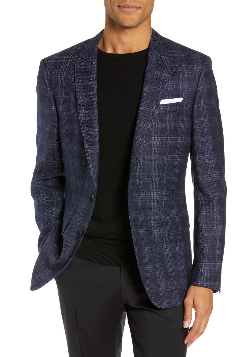 Hutsons Slim Fit Check Virgin Wool Sport Coat, Main, color, LIGHT/ PASTEL BLUE