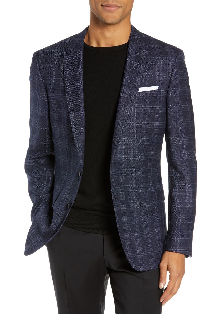 BOSS Hutsons Slim Fit Check Virgin Wool Sport Coat, Main, color,