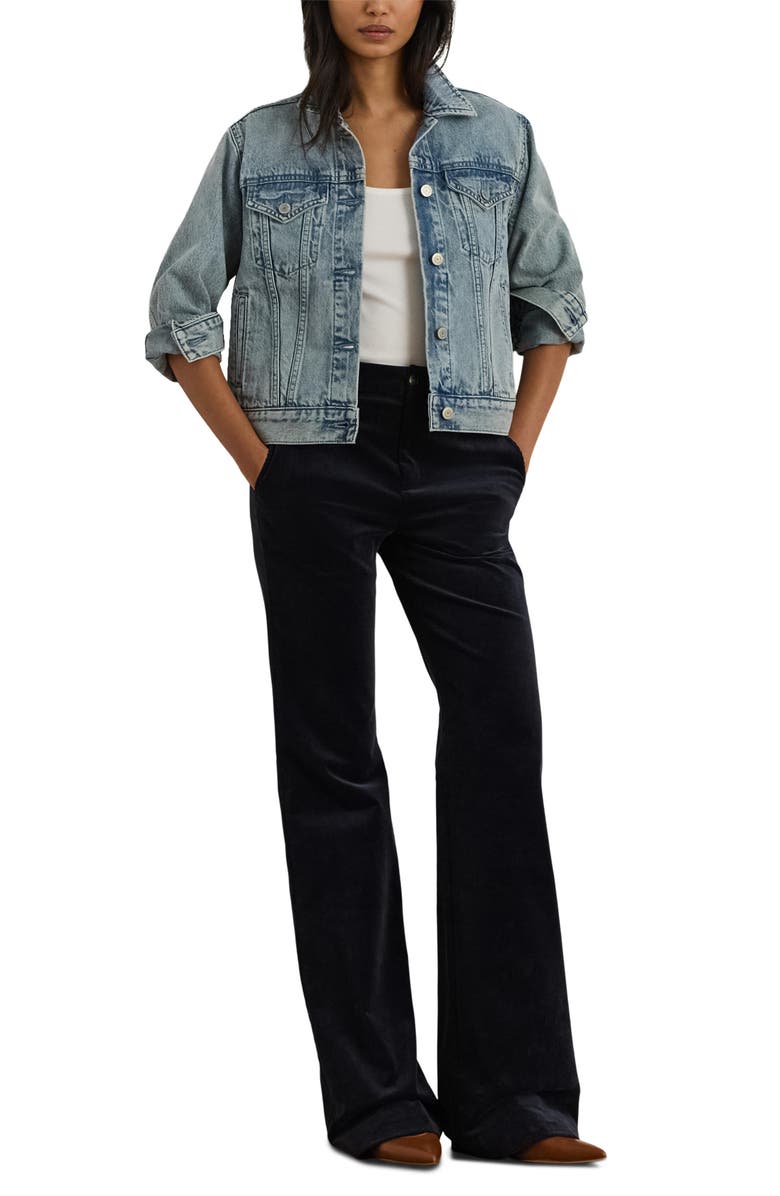 Lauren Ralph Lauren Paizley Rigid Denim Trucker Jacket, Alternate, color, Odwin Wash Blue