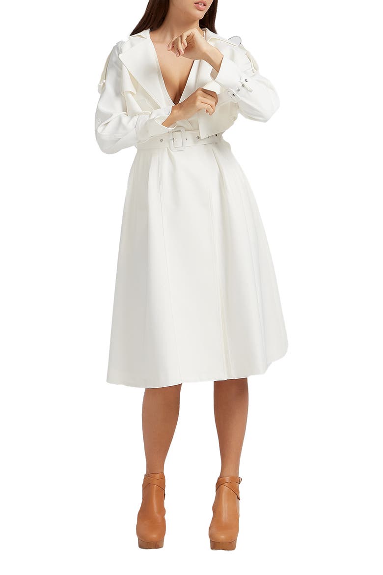 Manhattan Crop Trench Coat, Main, color, OFF-WHITE