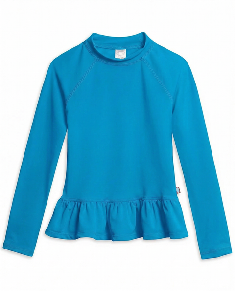 Girls Swim Peplum UPF 50+ Long Sleeve Rashguard Tee (Toddler, Little Kid, Big Kid)