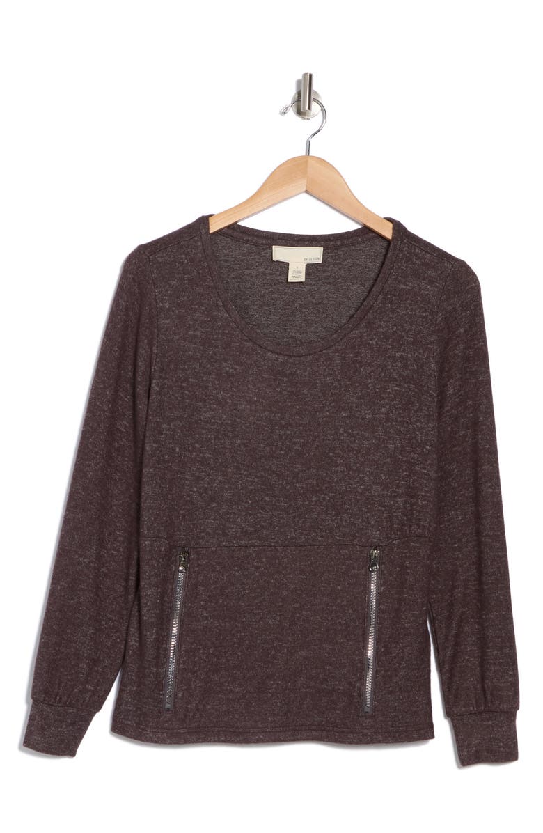 BY DESIGN Mavis Zip Pocket Pullover, Alternate, color, Charcoal