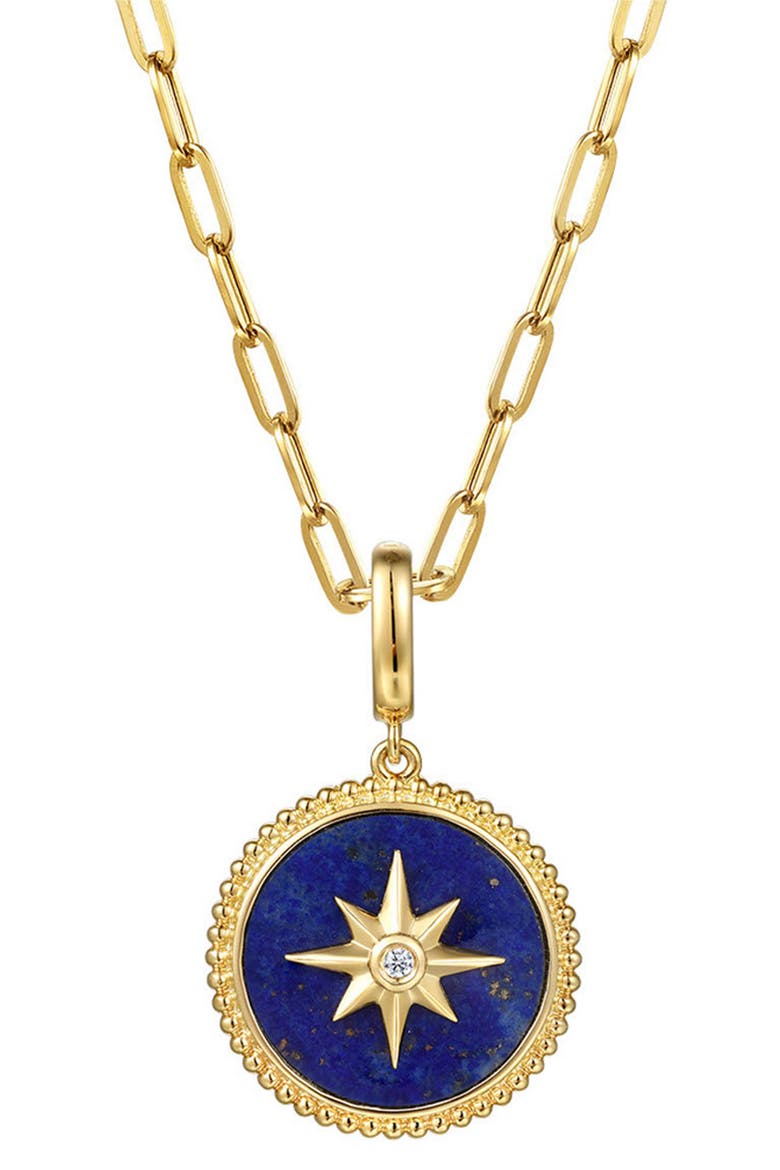 Diamond & Lapis Bujukan Medallion Pendant, Alternate, color, GOLD