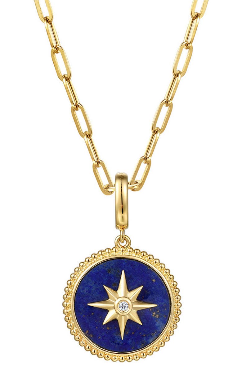 Gabriel & Co. Diamond & Lapis Bujukan Medallion Pendant, Alternate, color, Gold