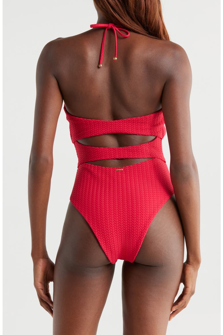 Neff Jacquard One-Piece Swimsuit, Alternate, color, RED CHERRY