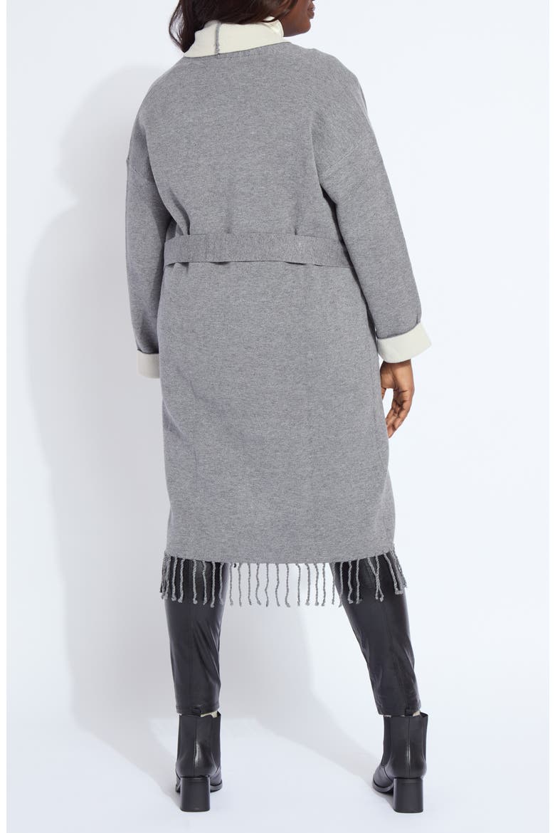 Juliette Fringed Sweater Coat, Alternate, color, GREY MELANGE/ LIGHT PEWTER