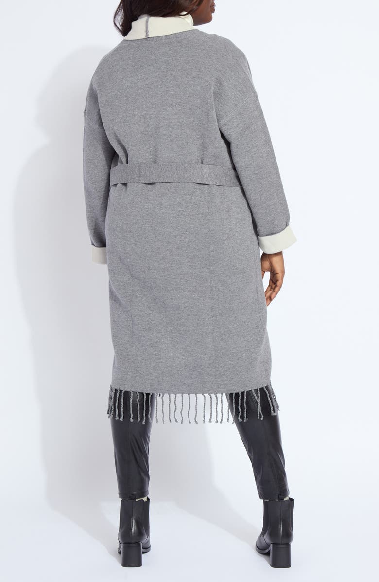 Lysse Juliette Fringed Sweater Coat, Alternate, color, Grey Melange/ Light Pewter