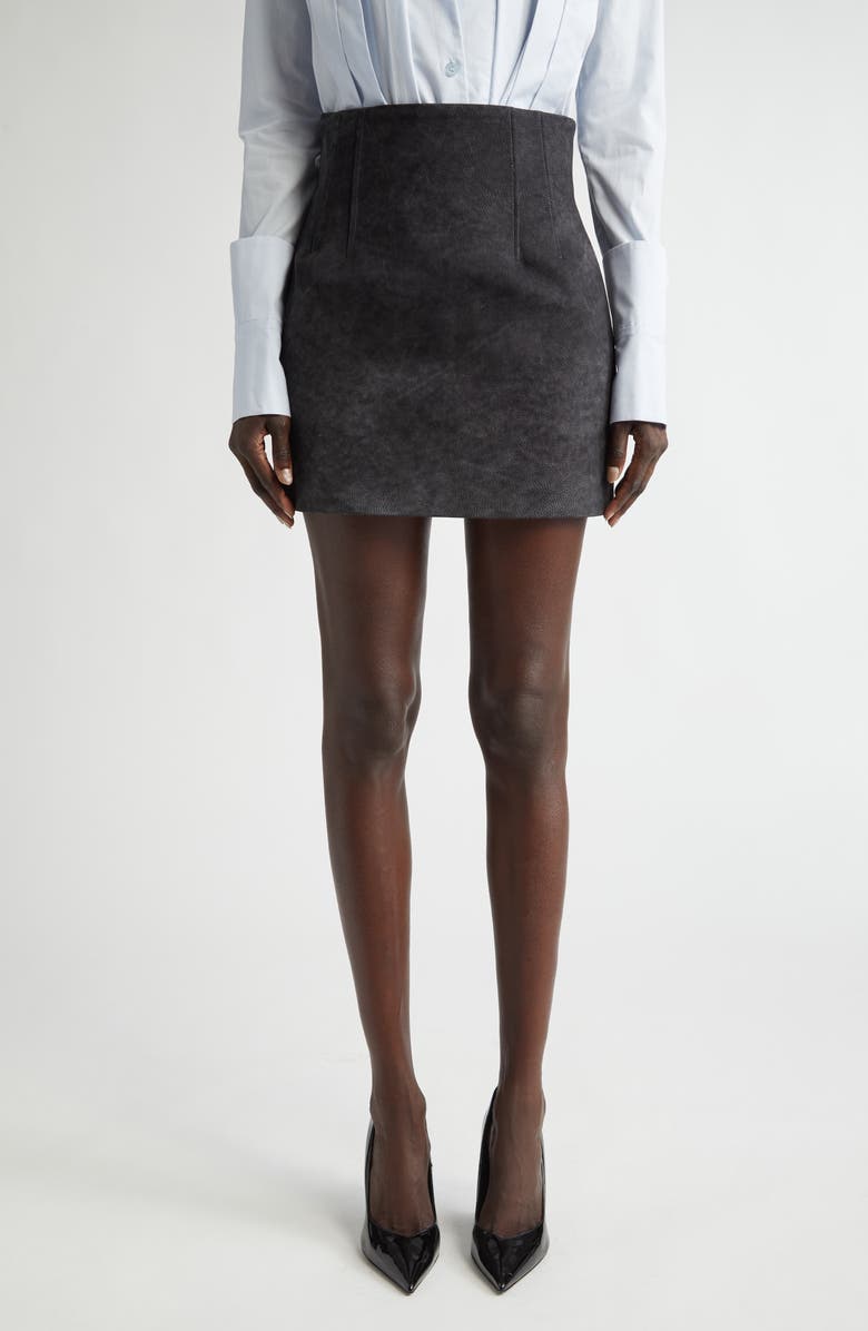 LaQuan Smith Suede Miniskirt, Main, color, Black
