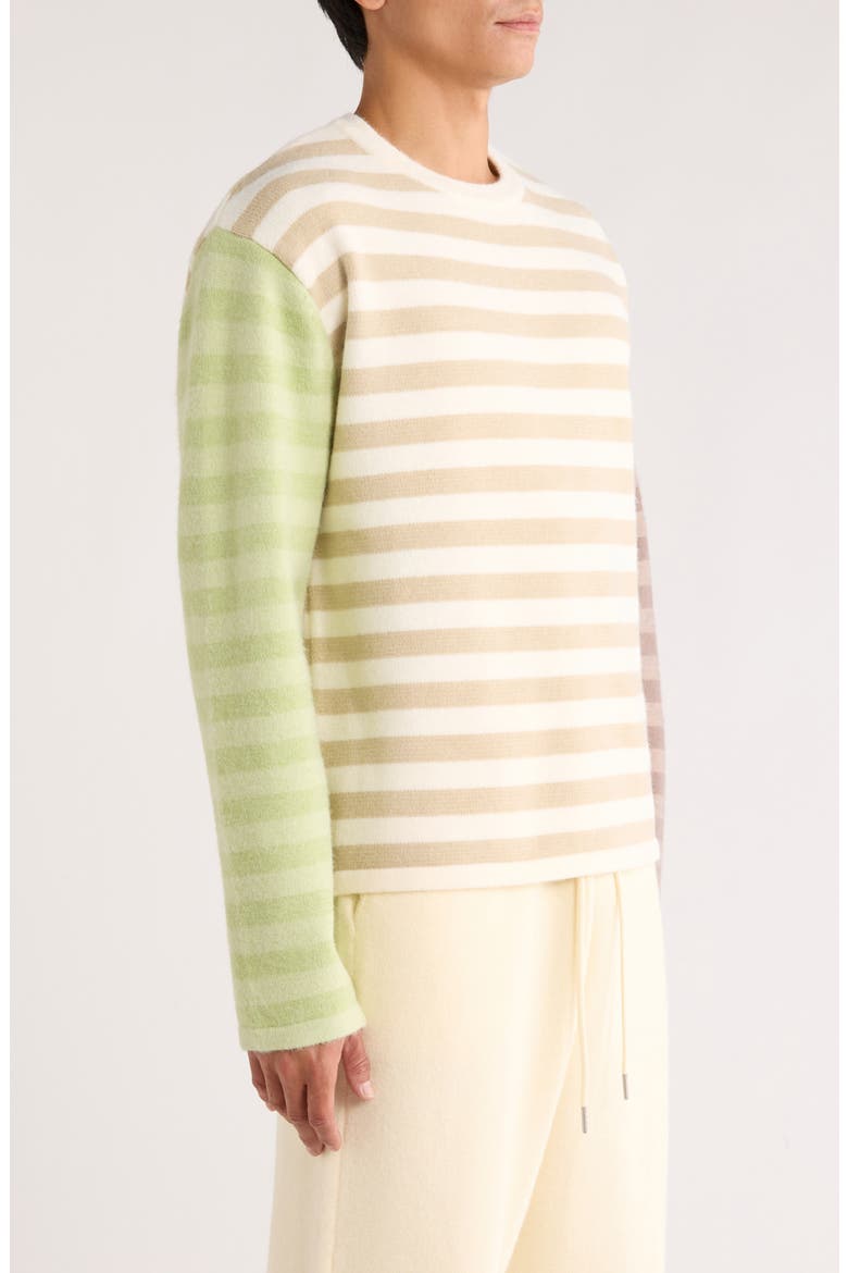 Mixed Stripe Sweater, Alternate, color, BONE
