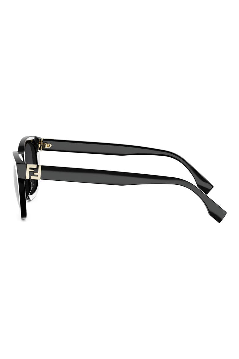 Forever Fendi 54mm Rectangular Sunglasses, Alternate, color, SHINY BLACK / SMOKE