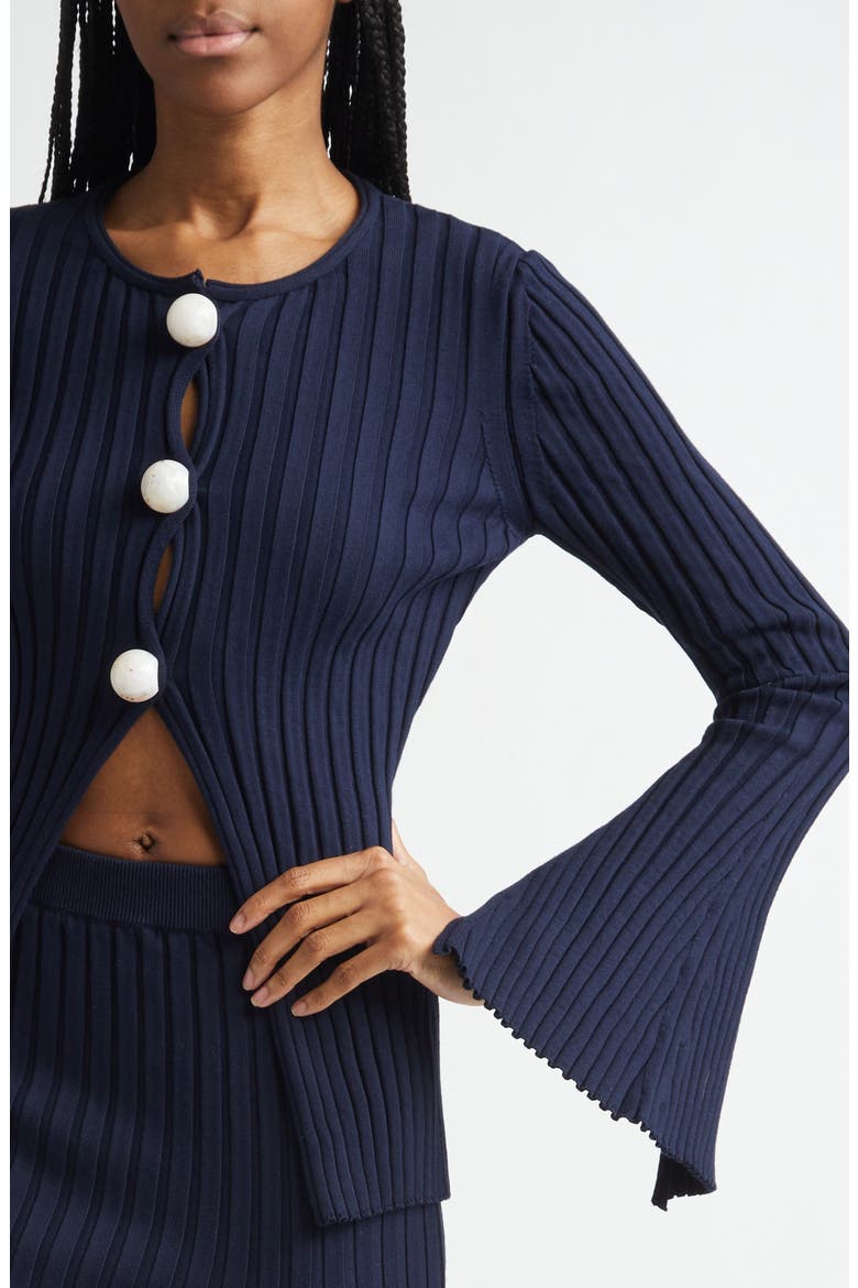 Rib Cotton Cardigan, Alternate, color, INK