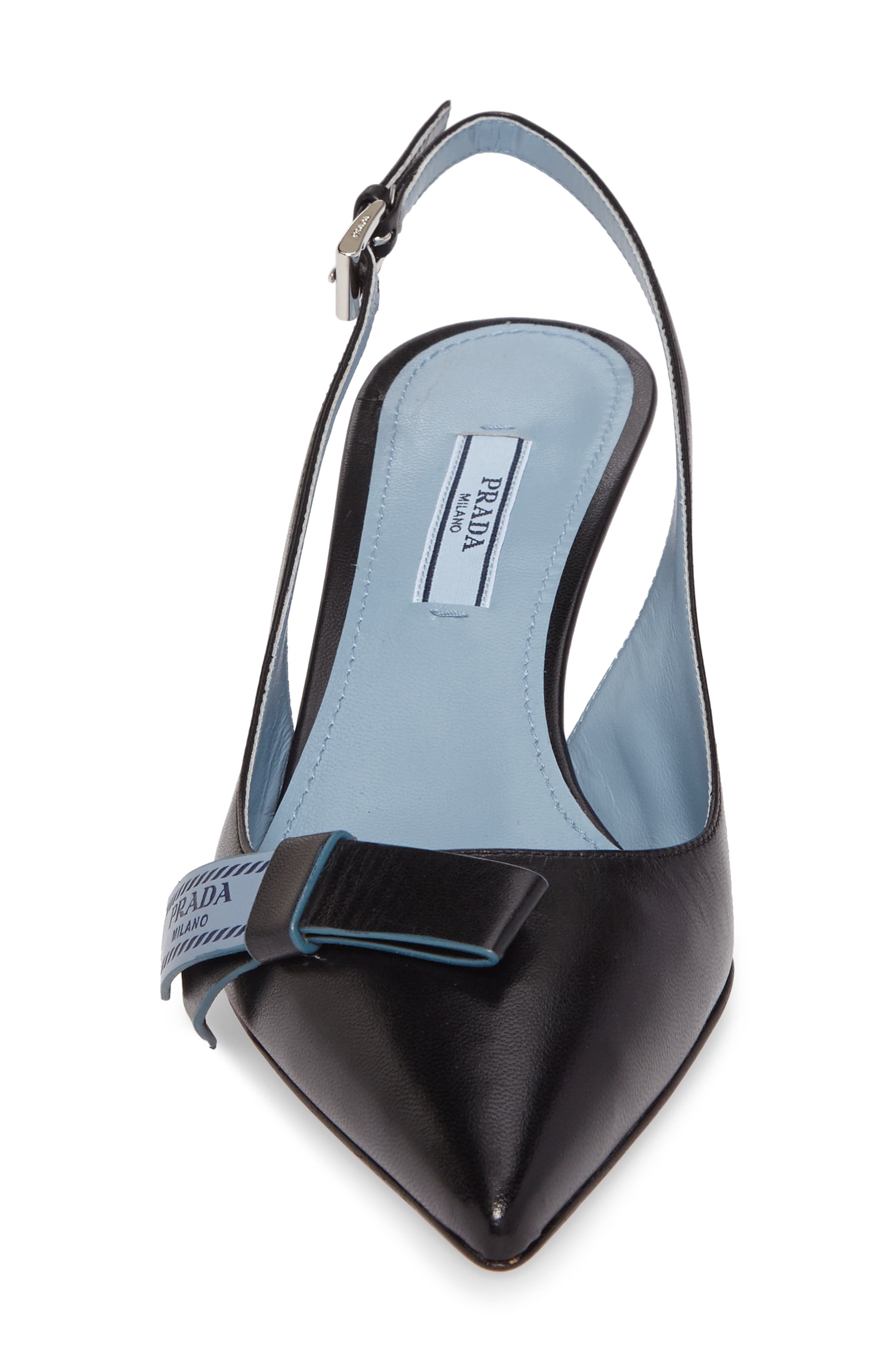 Prada Logo Bow Slingback Pump, Alternate, color, 