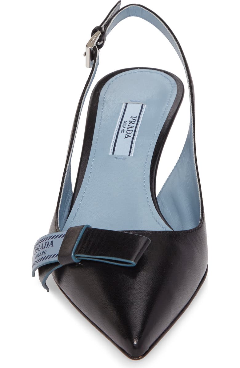 Prada Logo Bow Slingback Pump, Alternate, color,