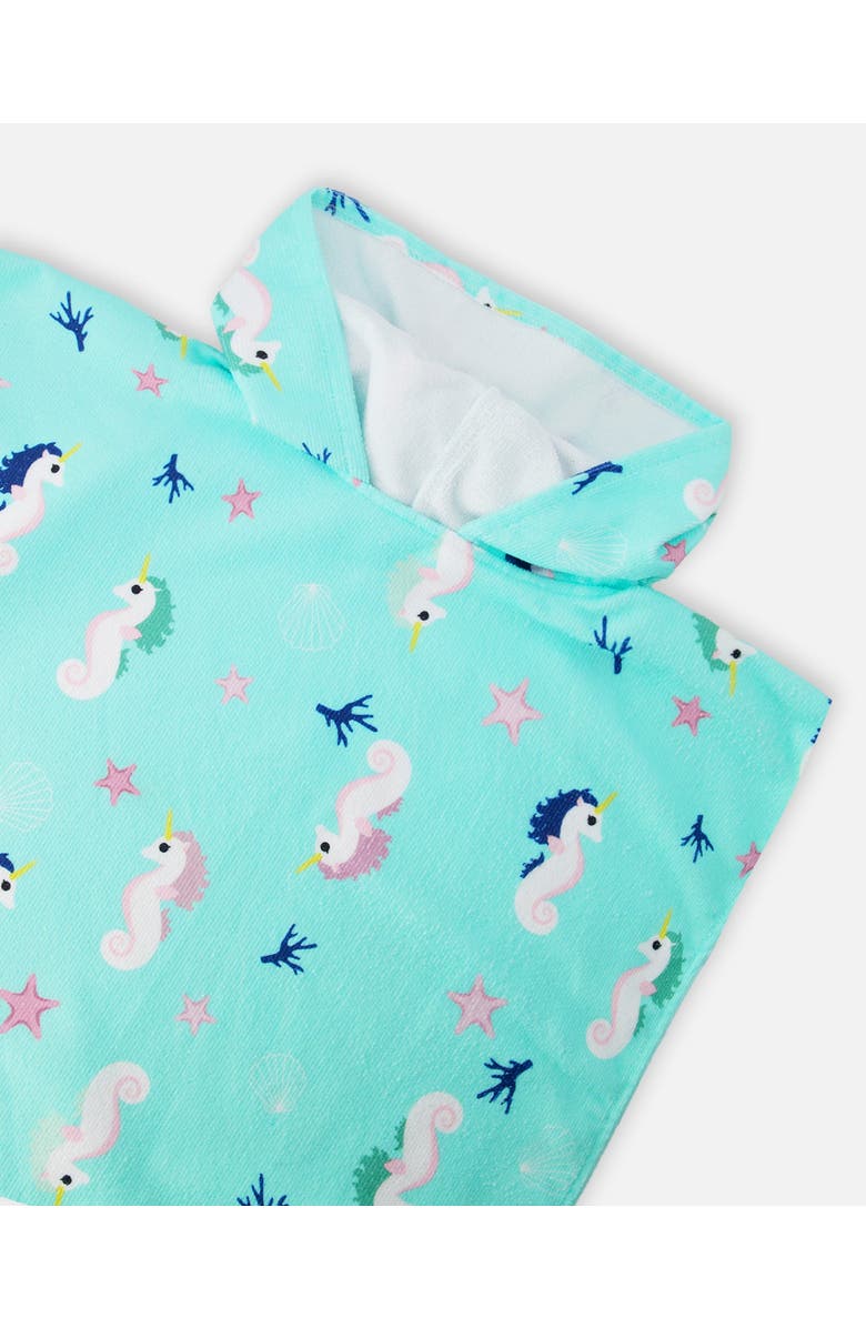 Deux par Deux Hooded Seahorse Beach Towel, Alternate, color, Blue Seahorse Print