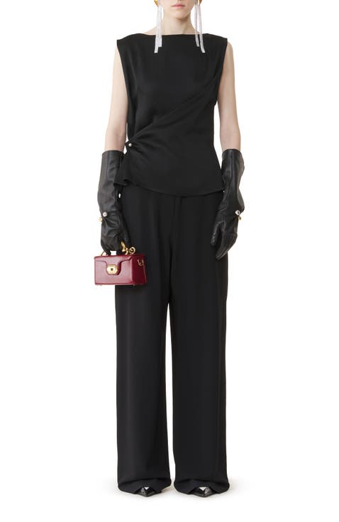 Sleeveless Button-Down Top In Satin