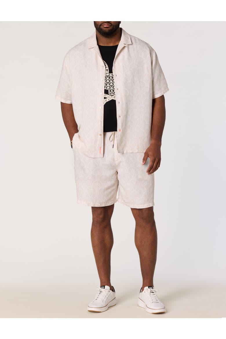 Big & Tall Brad Print Linen-Blend Sport Shirt, Alternate, color, TAN