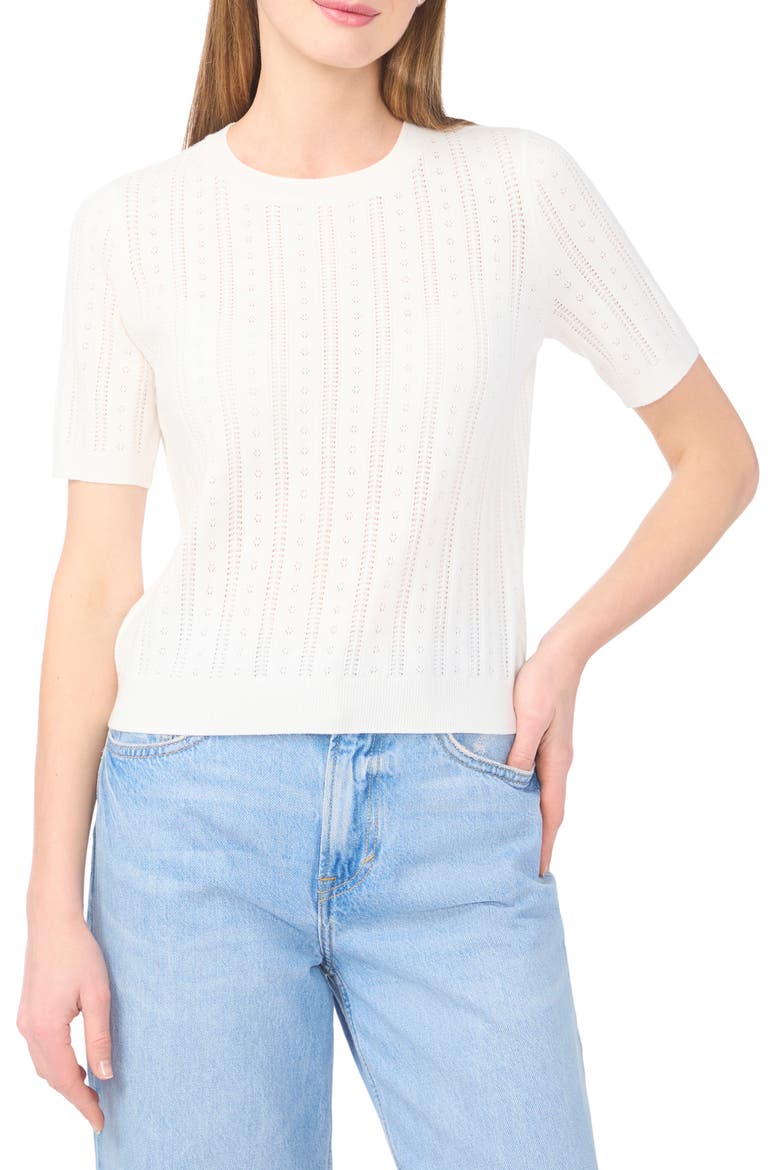 Pointelle Knit Sweater, Main, color, EGRET