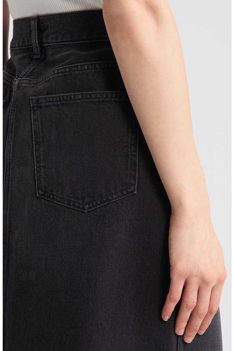 Raw Hem Mid Rise Denim Midi Skirt, Alternate, color, HEPPNER WASH
