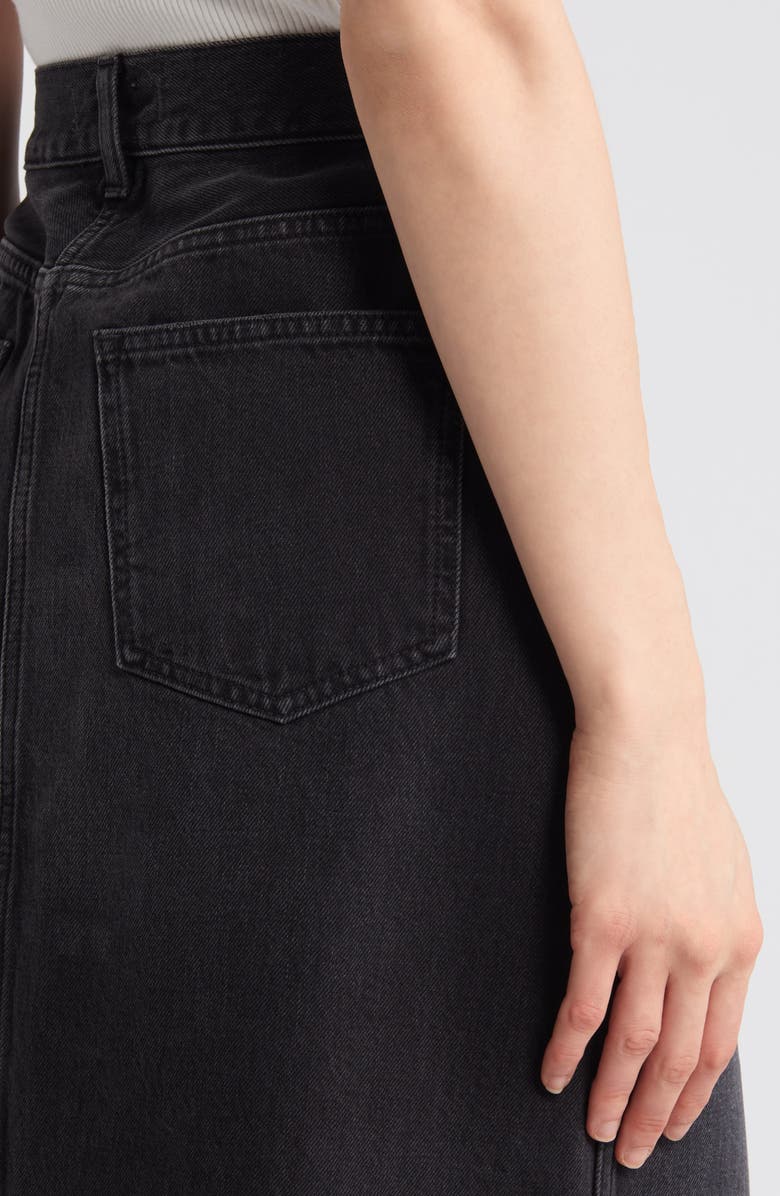 Madewell Raw Hem Mid Rise Denim Midi Skirt, Alternate, color, 