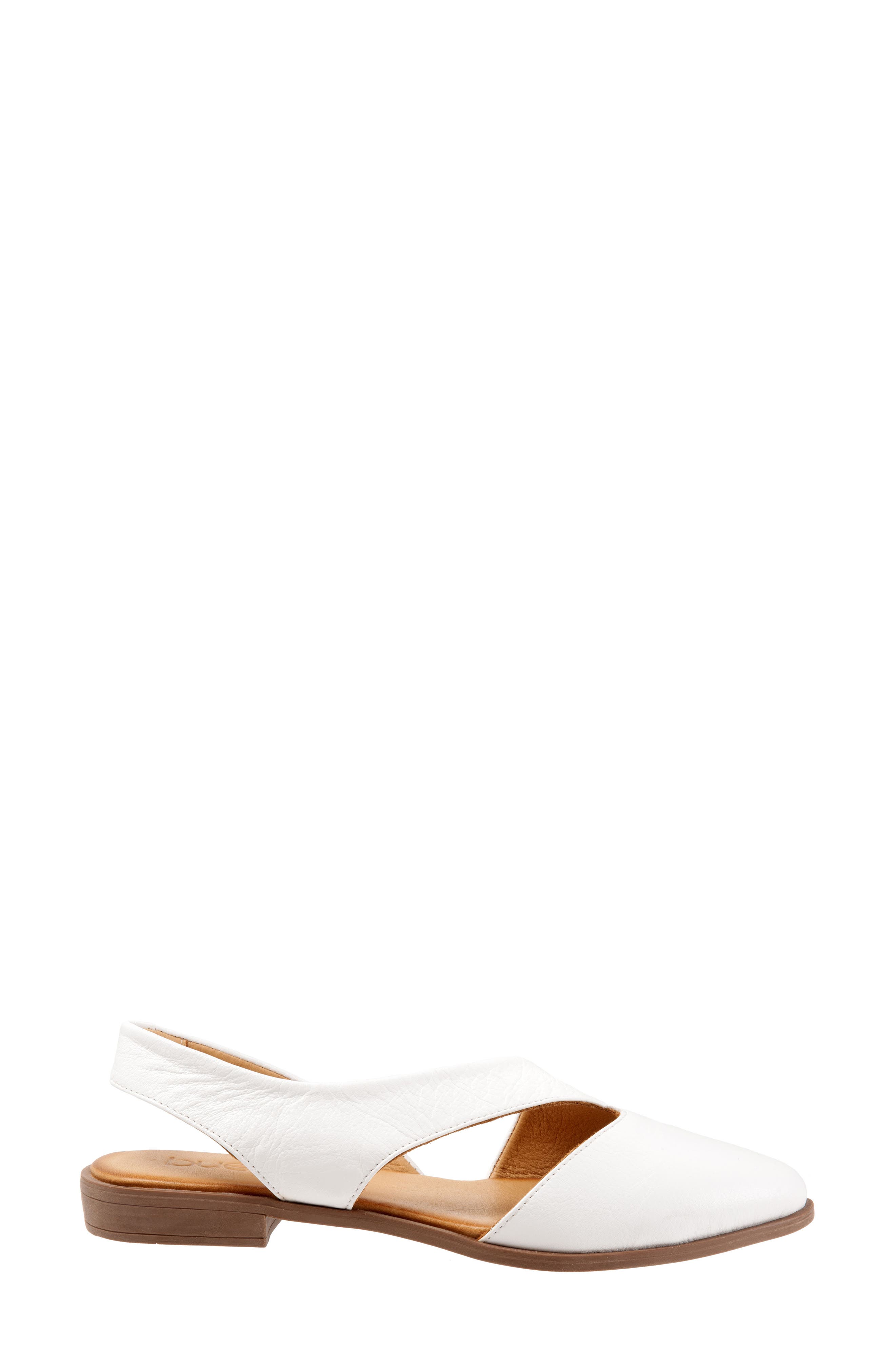 Bianca Pointed Toe Slingback Flat, Alternate, color, WHITE