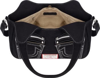 Horseshoe Stitched Denim Shoulder Bag