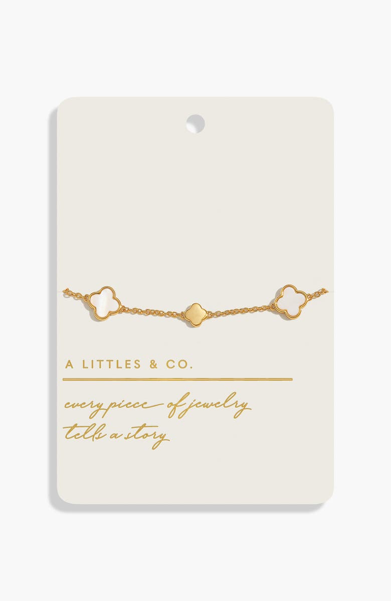 A Littles & Co Style Stories Mother Of Pearl Clover Bracelet In Gold-Tone Plating, Alternate, color, Metallic Gold