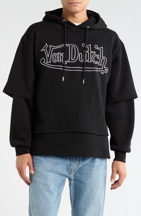 Layered Fleece Pullover Hoodie