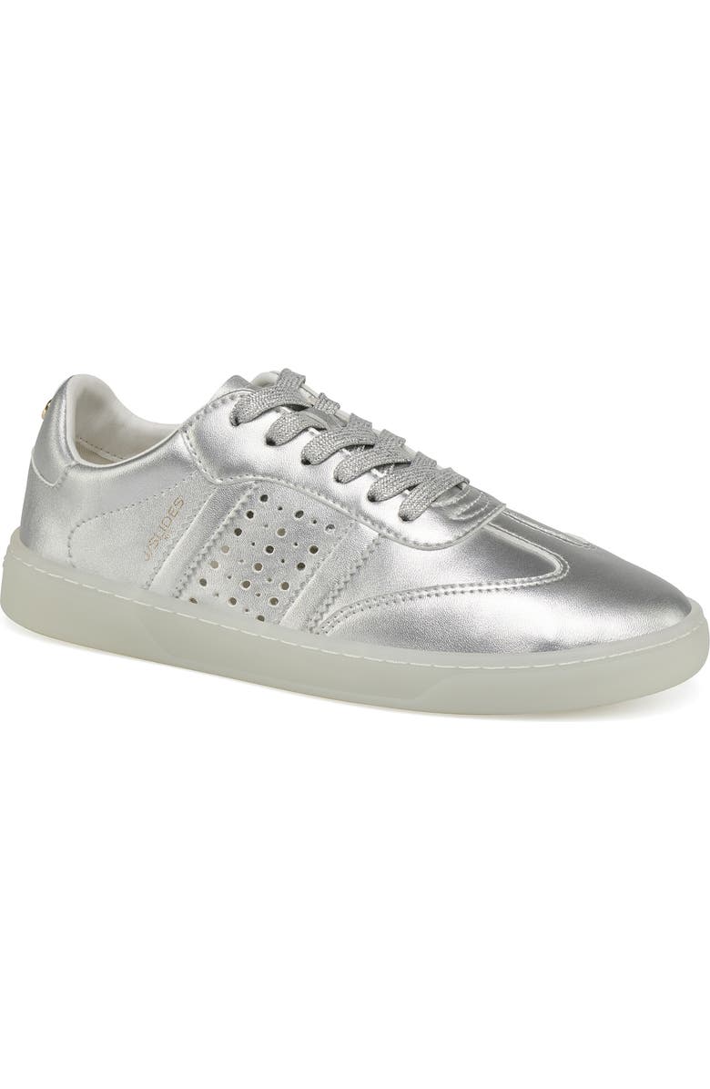 JSlides Hunter Leather Sneaker, Main, color, Silver