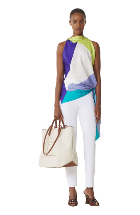 Graphic Print Silk Top